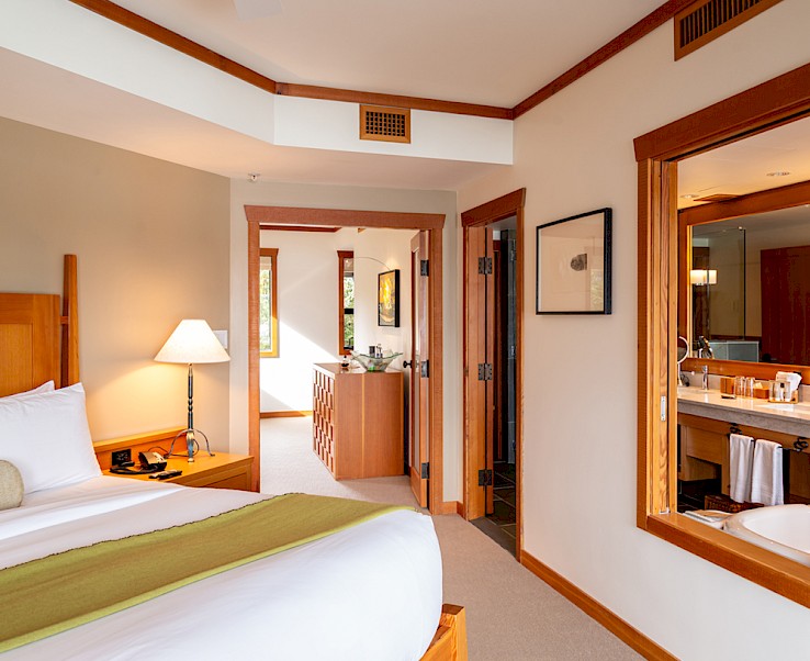 Beachcomber Suite Bedroom Looking Out to Bathroom and Living Room